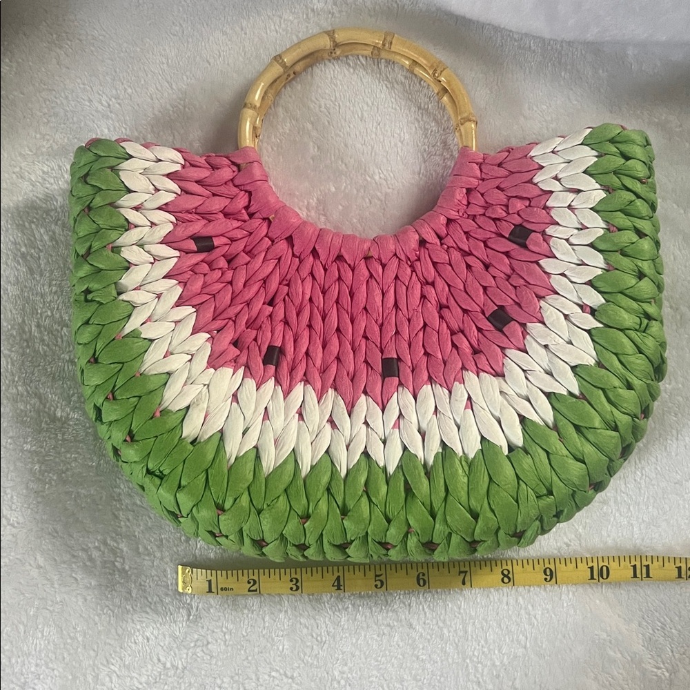 Pink and Green Woven Tote Bag - Picture 8 of 10